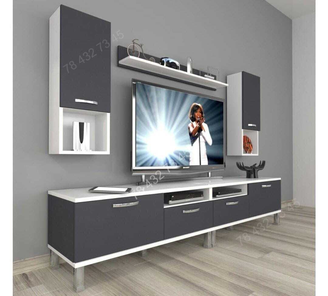 Meuble TV + Table Basse - Gris Blanc - 2M Meuble TV + Table Basse - Gris Blanc - 2M