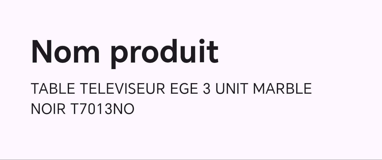 TABLE TELEVISEUR EGE 3 UNIT MARBLE NOIR T7013NO TABLE TELEVISEUR EGE 3 UNIT MARBLE NOIR T7013NO