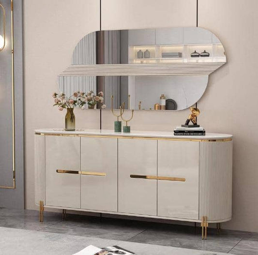 TABLE CONSOLE 180X40CM + MIRROIR 130X70 GRIS G6318 + M6318