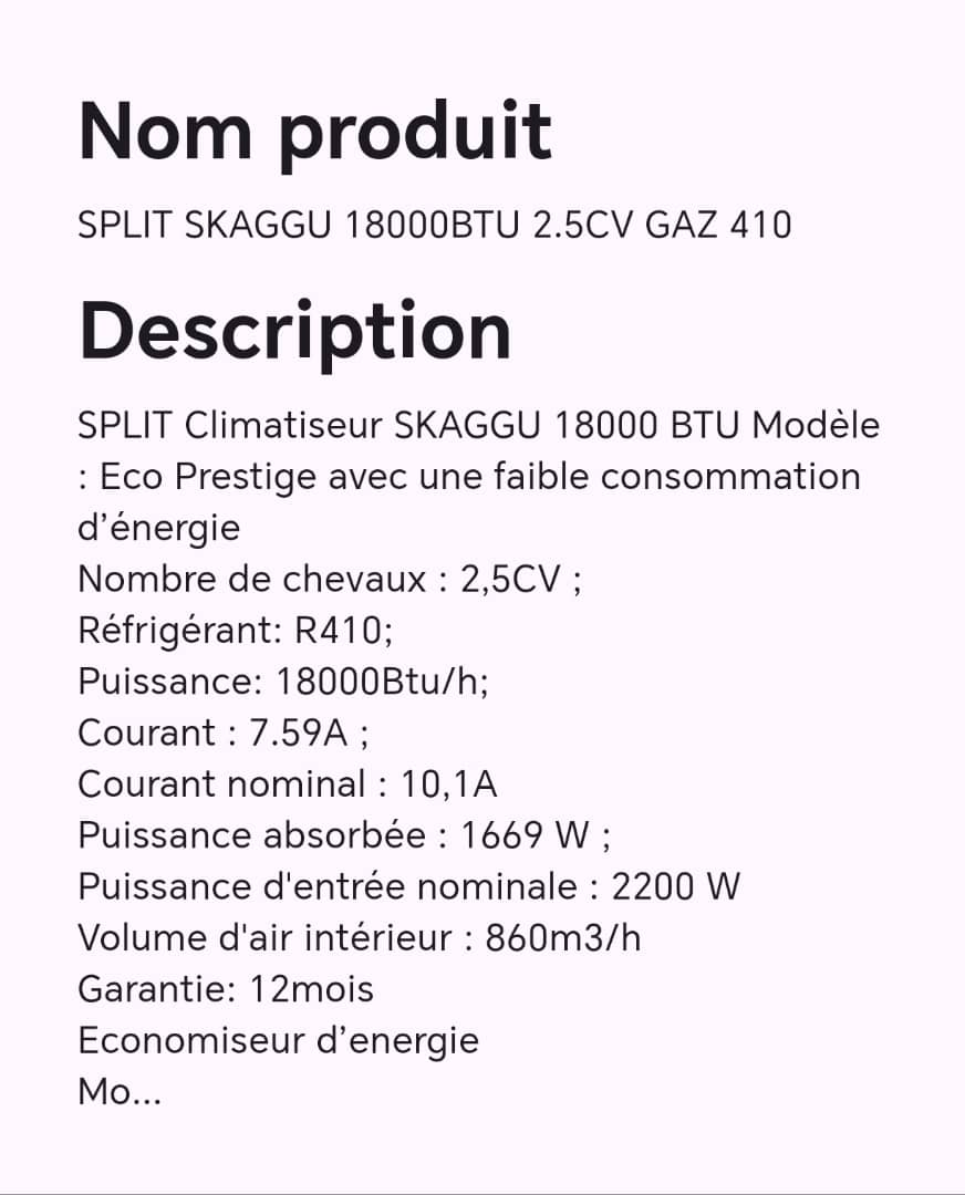 SPLIT SKAGGU 18000BTU 2.5CV GAZ 410 SPLIT SKAGGU 18000BTU 2.5CV GAZ 410