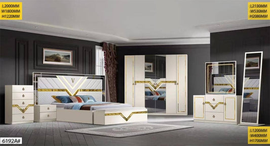 CHAMBRE A COUCHER 6BATTANTS 6PIECES BEIGE 6192A