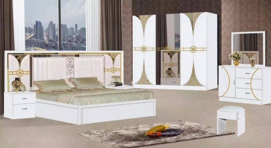 CHAMBRE A COUCHER 6BATTANTS 5PIECES BLANC 6002