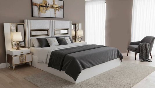 CHAMBRE A COUCHER 8BATTANTS 5PIECES VIP MARRON BEIGE EFUYLIM CAC019 (3107)