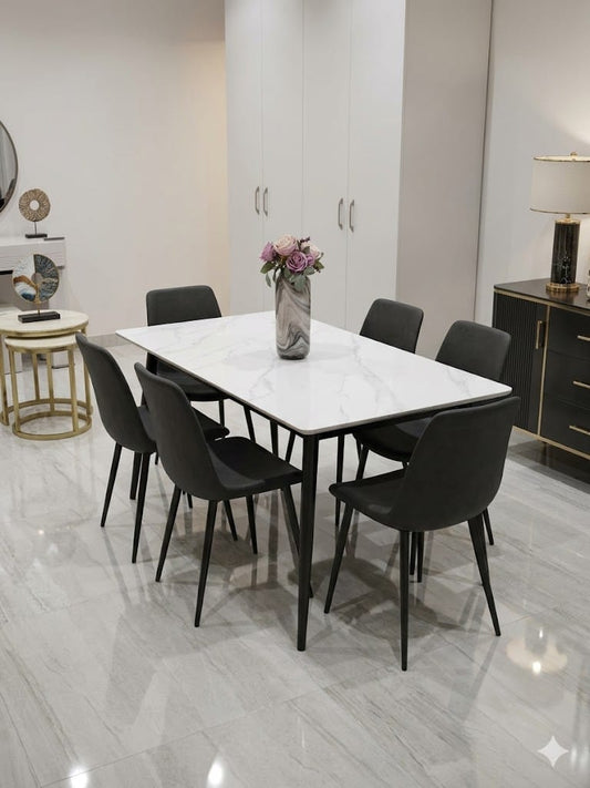 TABLE A MANGER 6 PLACES GRIS NOIR 160X80