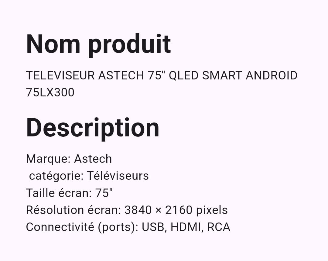 Téléviseur Hisense 75" Qled Smart Android Téléviseur Hisense 75" Qled Smart Android