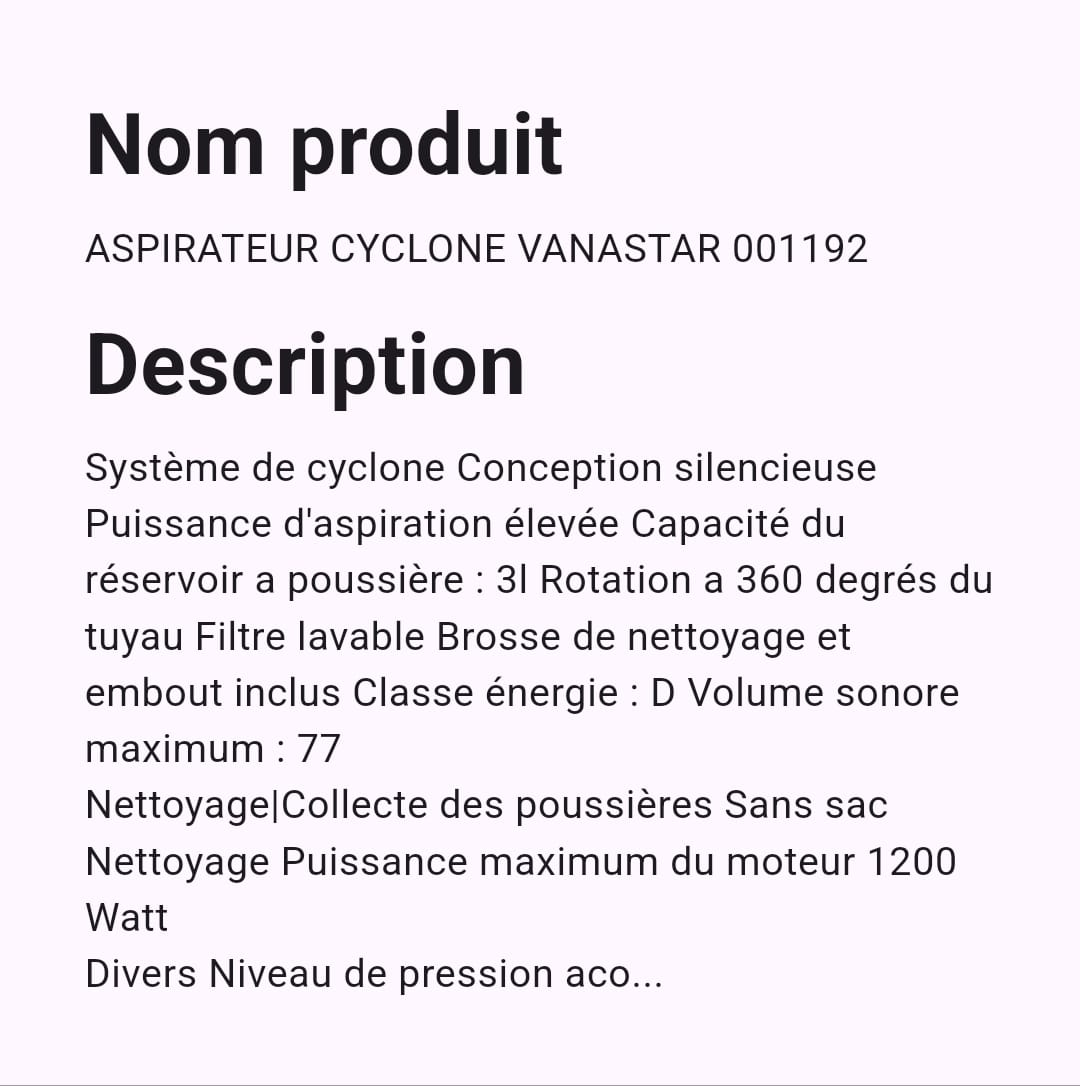 Aspirateur Cyclone Vanastar Aspirateur Cyclone Vanastar