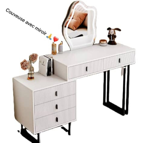 Coiffeuse avec miroir 5 tiroirs Coiffeuse avec miroir 5 tiroirs