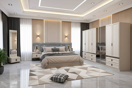 CHAMBRE A COUCHER 8BATTANTS 5PIECES VIP BLANC VIYANA