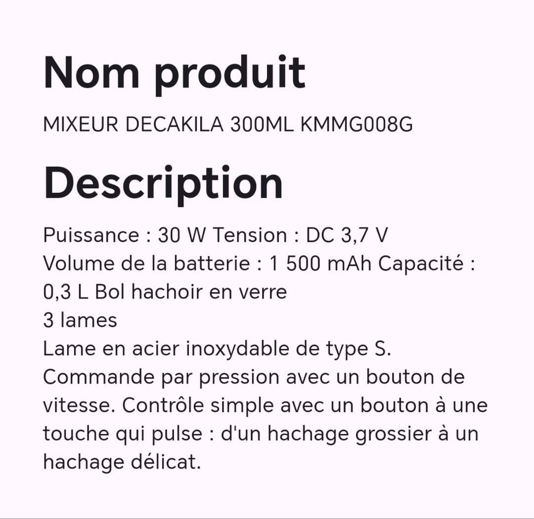 MIXEUR DECAKILA 300ML KMMG008G MIXEUR DECAKILA 300ML KMMG008G