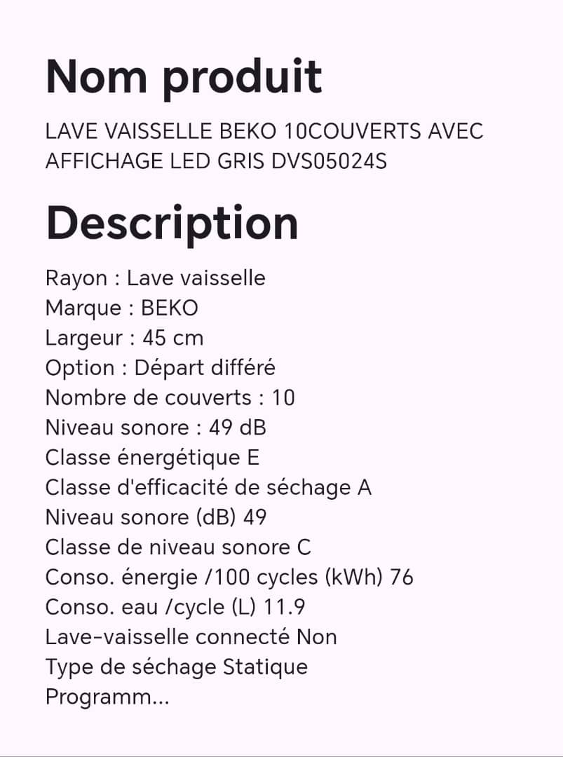 LAVE VAISSELLE BEKO 10COUVERTS AVEC AFFICHAGE LED GRIS DVS05024S LAVE VAISSELLE BEKO 10COUVERTS AVEC AFFICHAGE LED GRIS DVS05024S