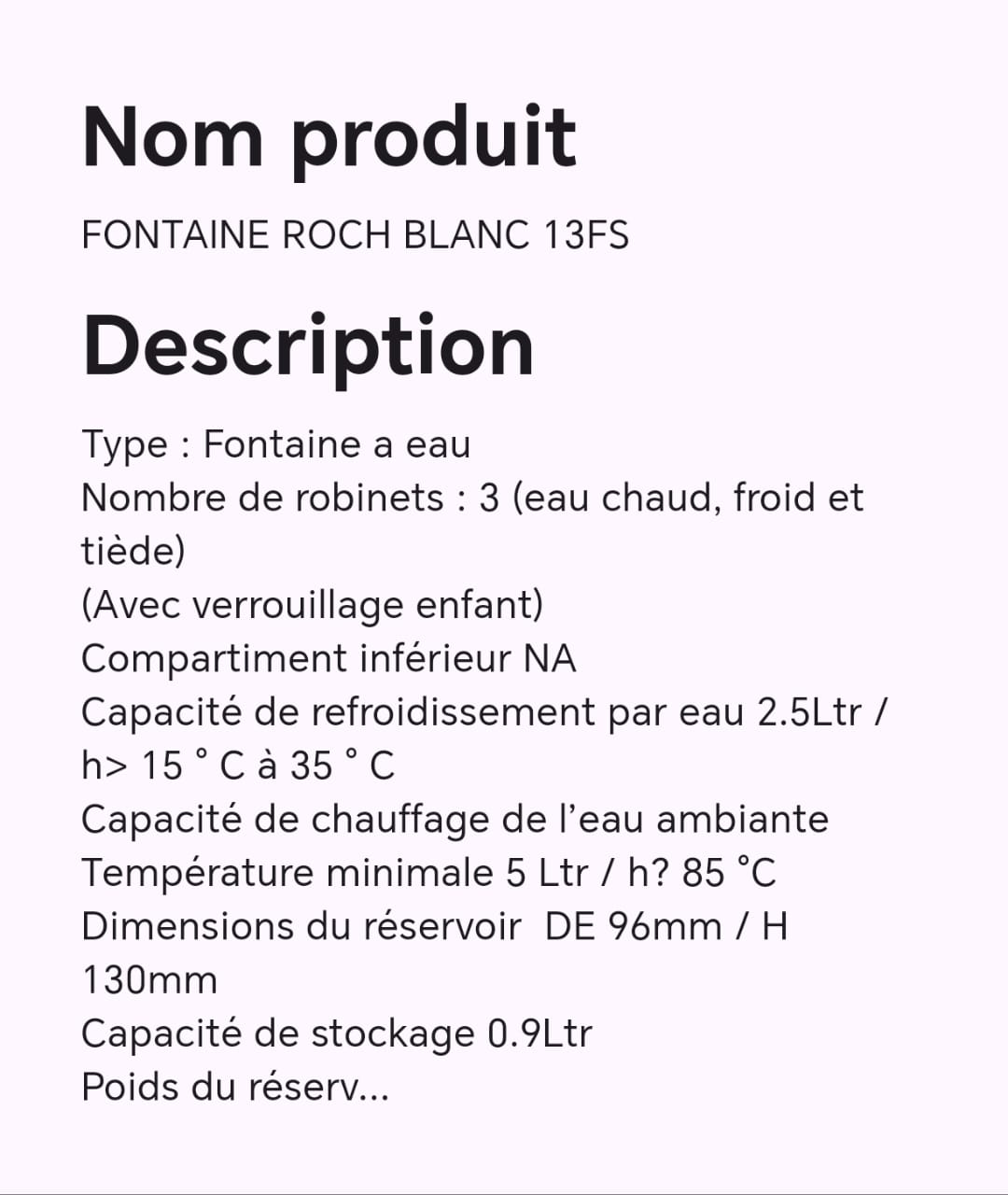 FONTAINE ROCH BLANC 13FS FONTAINE ROCH BLANC 13FS