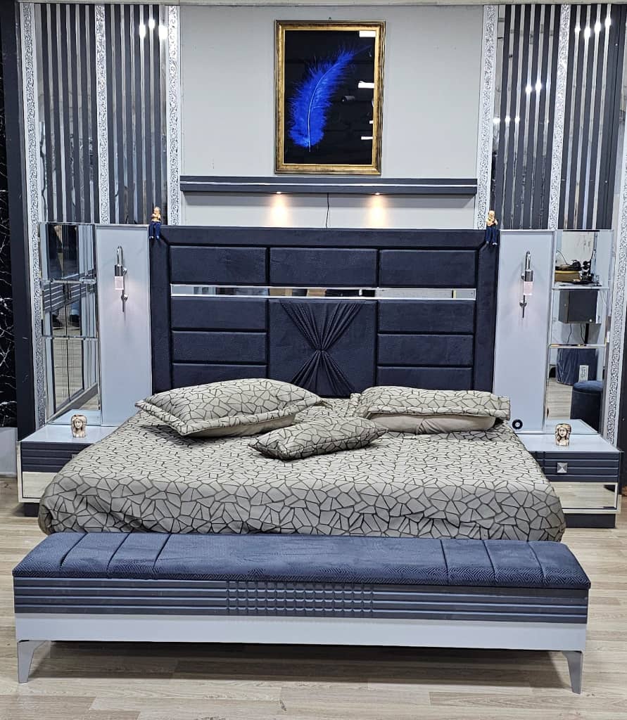 CHALBRE A COUCHER ARMOIRE 6BATTANTS 6PIECES GRIS EFTELYA CHALBRE A COUCHER ARMOIRE 6BATTANTS 6PIECES GRIS EFTELYA