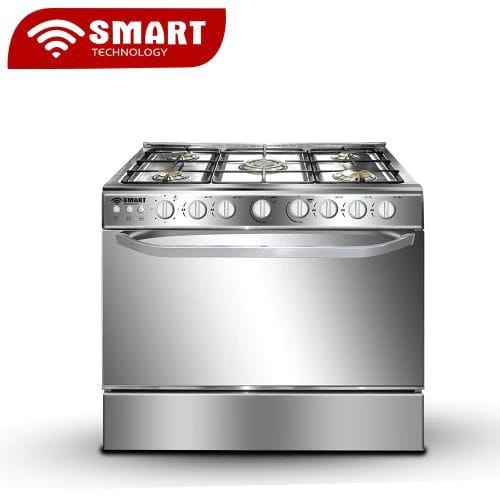CUISINIERE SMART TECHNOLOGY 5FEUX 90X60 A GAZ INOX ROTISSEUR STC9060C
