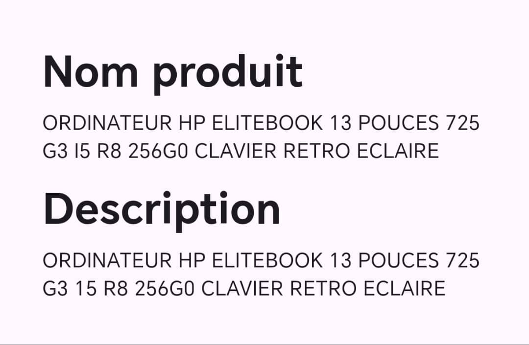 ORDINATEUR HP ELITEBOOK 13 POUCES 725 G3 I5 R8 256G0 CLAVIER RETRO ECLAIRE ORDINATEUR HP ELITEBOOK 13 POUCES 725 G3 I5 R8 256G0 CLAVIER RETRO ECLAIRE