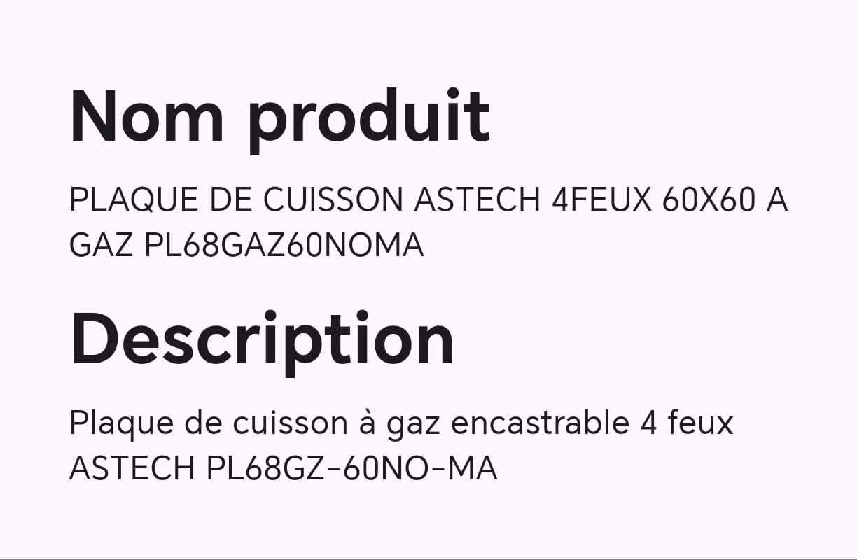 PLAQUE DE CUISSON ASTECH 4FEUX 60X60 A GAZ PL68GAZ60NOMA PLAQUE DE CUISSON ASTECH 4FEUX 60X60 A GAZ PL68GAZ60NOMA