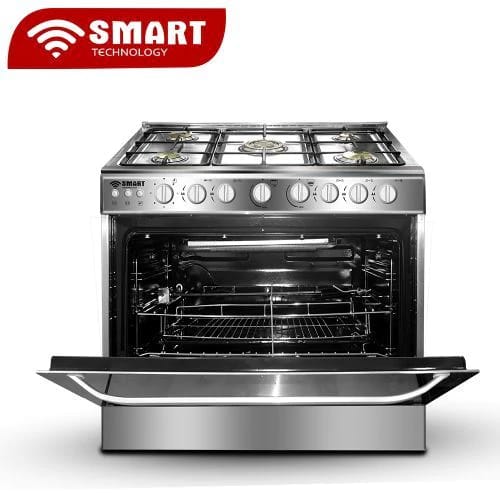 CUISINIERE SMART TECHNOLOGY 5FEUX 90X60 A GAZ INOX ROTISSEUR STC9060C CUISINIERE SMART TECHNOLOGY 5FEUX 90X60 A GAZ INOX ROTISSEUR STC9060C