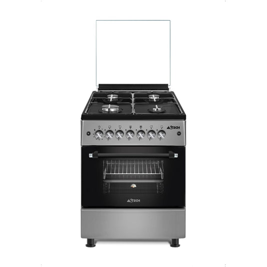CUISINIERE ASTECH 4 FEUX 60X60 A GAZ AVEC FOUR A GAZ INOX CK62MSFRM
