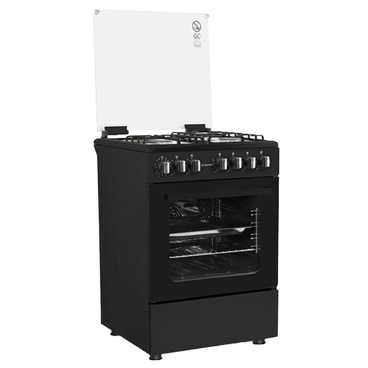 Cuisinière enduro 4feux 6X60 à GAZ double boutton noir AFS6040GGBIT