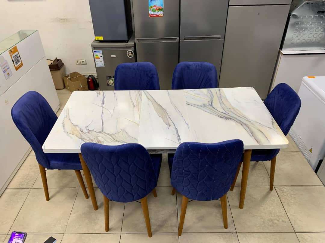 TABLE A MANGER 6PLACES EXTENSIBLE 80X130/80X170 BOIS BLANC BLEU B30 TABLE A MANGER 6PLACES EXTENSIBLE 80X130/80X170 BOIS BLANC BLEU B30
