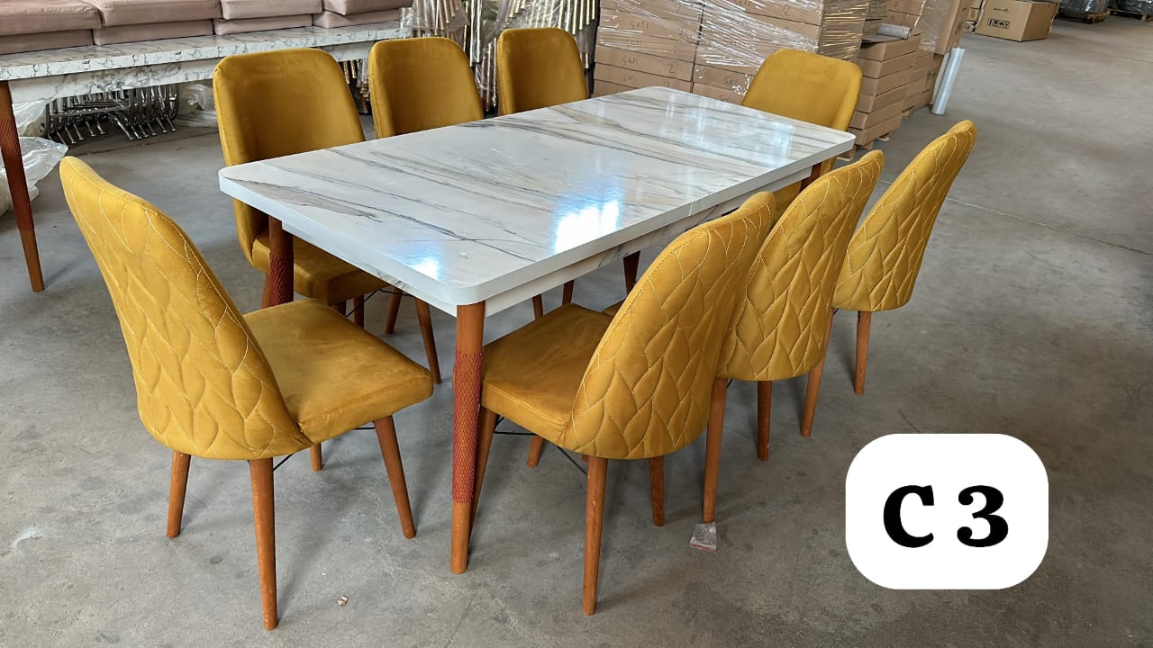 TABLE A MANGER 8 PLACES 180X80 BOIS BLANC DOREE C3 TABLE A MANGER 8 PLACES 180X80 BOIS BLANC DOREE C3