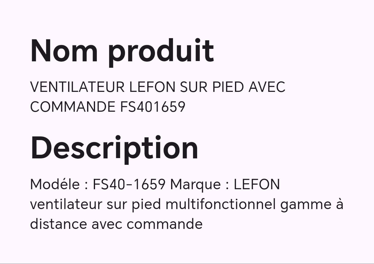 VENTILATEUR LEFON SUR PIED AVEC COMMANDE FS401659 VENTILATEUR LEFON SUR PIED AVEC COMMANDE FS401659