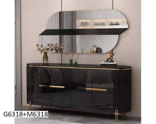 Table console 180X40CM M6318 130X70CM noir G6318+M6318