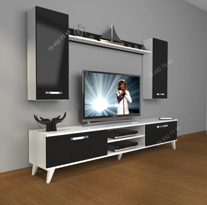 Meuble TV Noir et Blanc - 1m80