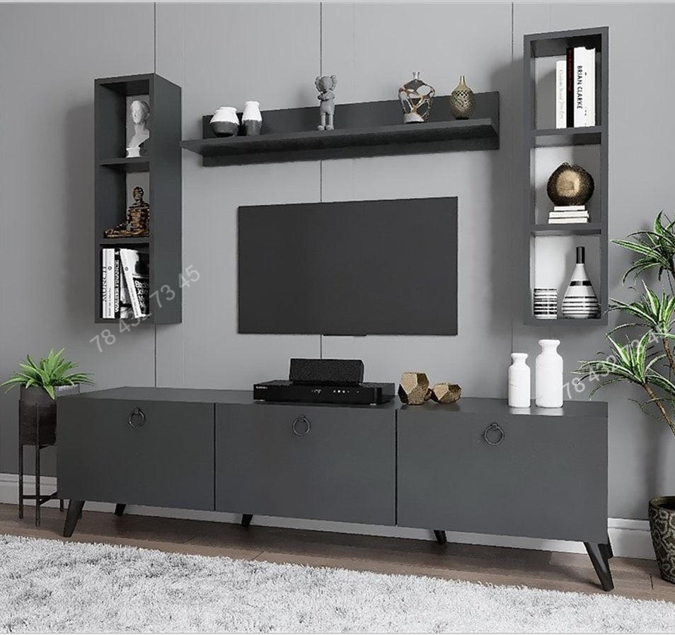 Meuble TV Gris Sombre - 2M Meuble TV Gris Sombre - 2M