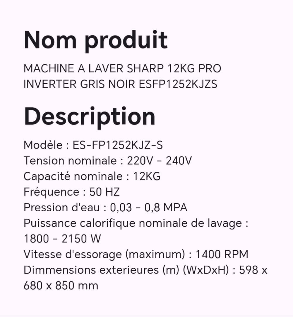 Machine A Laver Sharp 12 Kg Pro Inverter Gris Noir Machine A Laver Sharp 12 Kg Pro Inverter Gris Noir
