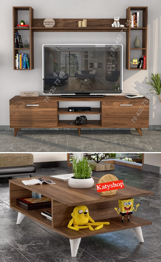 Meuble TV Marron - 1m80 + Table Basse
