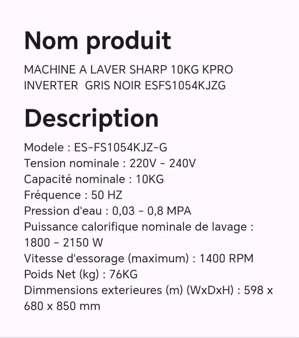 Machine A Laver Sharp 10 Kg Inverter Gris Noir Machine A Laver Sharp 10 Kg Inverter Gris Noir