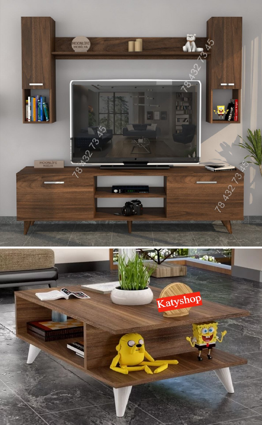 Meuble TV Marron - 1m80 + Table Basse