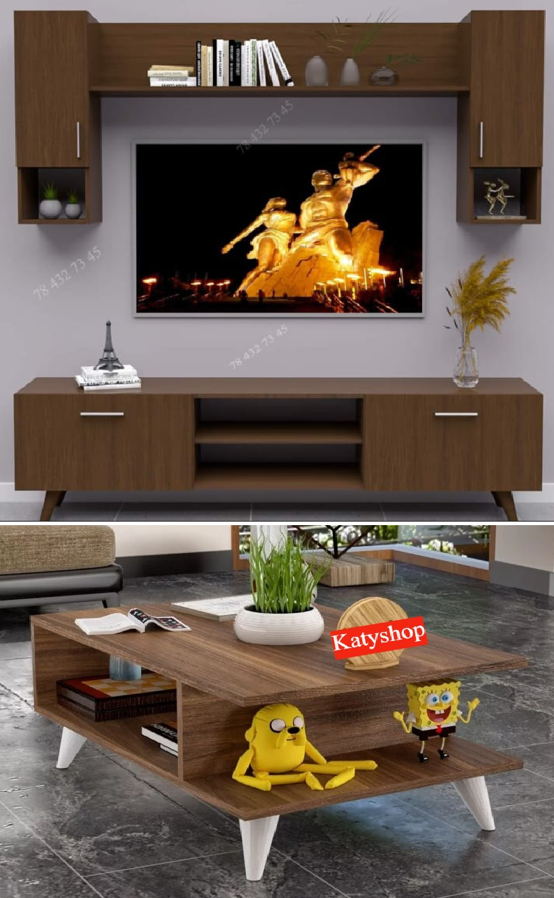 Meuble TV Marron - 1m80 + Table Basse Meuble TV Marron - 1m80 + Table Basse