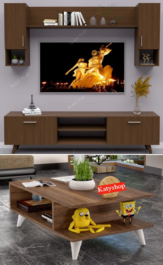 Meuble TV Marron - 1m80 + Table Basse