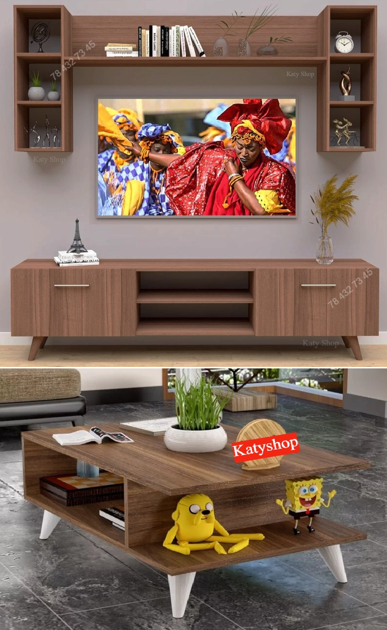 Meuble TV Marron - 1m80 + Table Basse Meuble TV Marron - 1m80 + Table Basse