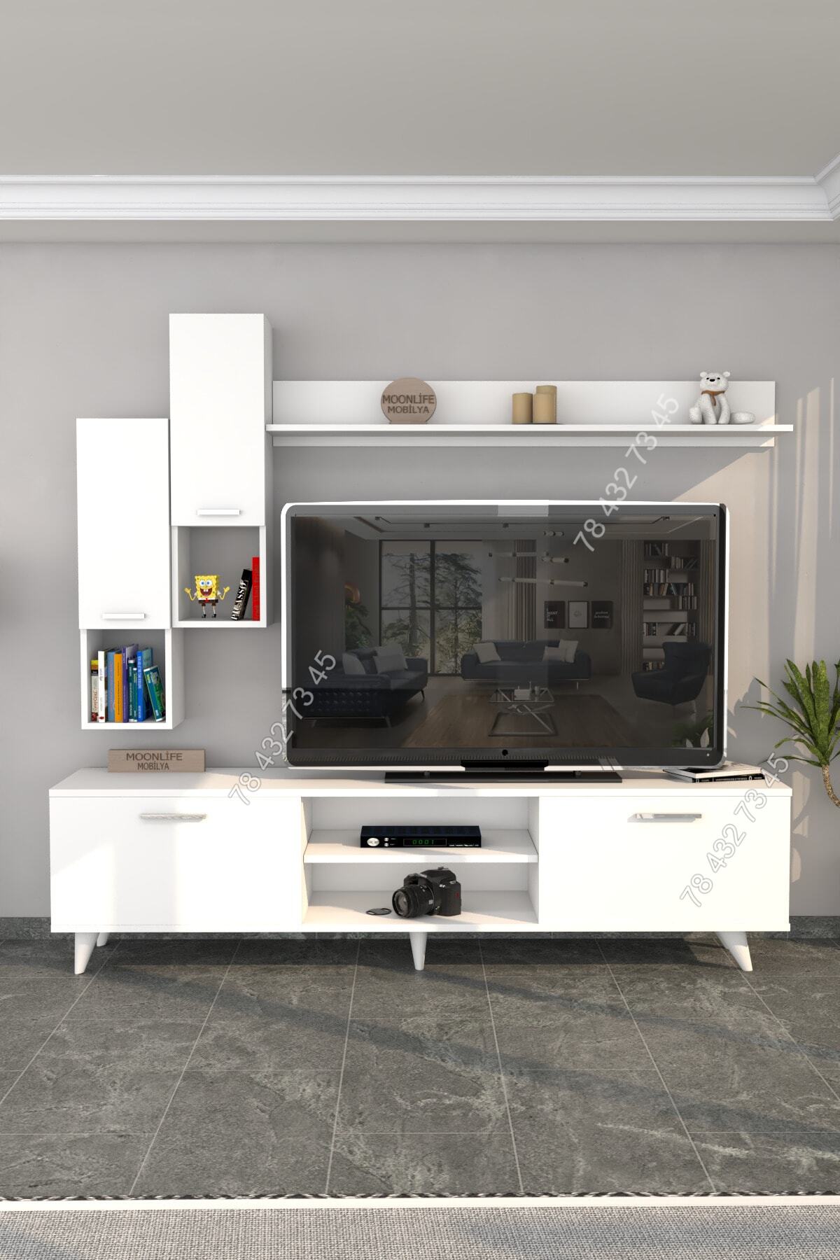 Meuble TV Blanc - 1m80 Meuble TV Blanc - 1m80