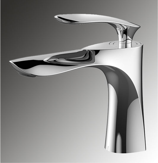 Robinet de lavabo élégant en laiton, robinet de salle de bain à poignée unique avec finition durable pour usage résidentiel et hôtelier