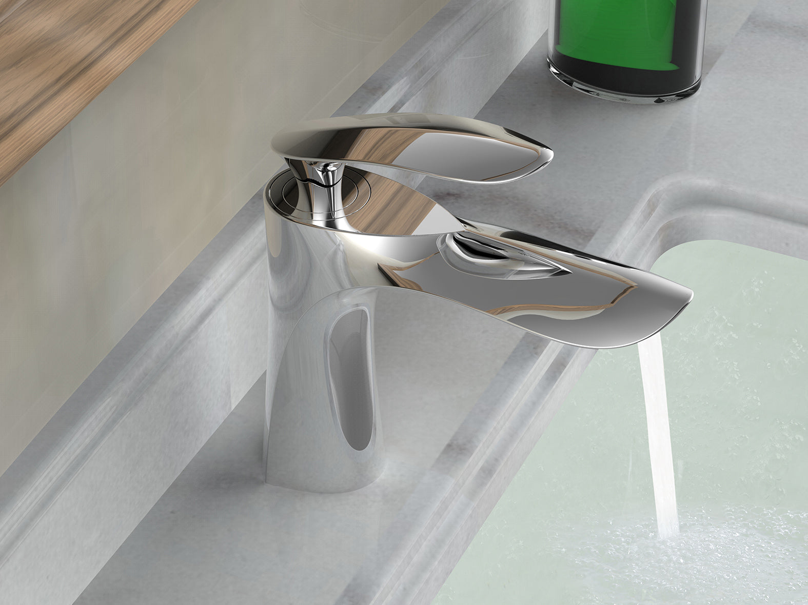 Robinet de lavabo élégant en laiton, robinet de salle de bain à poignée unique avec finition durable pour usage résidentiel et hôtelier