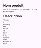 VENTILATEUR SMART TECHNOLOGY 18" SUR PIED STV1854C
