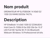 ORDINATEUR HP ELITEBOOK 14 X360 G2 1030 CI5 RAM8 SSD256 TACTIL