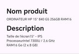 ORDINATEUR HP 15" 840 G5 256GB RAM16