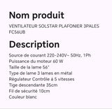 VENTILATEUR SOLSTAR PLAFONIER 3PALES FC56UB
