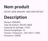 SECHE LINGE ENDURO 10KG GRIS DR10SV