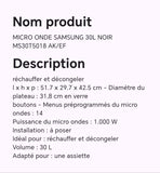 MICRO ONDE SAMSUNG 30L NOIR MS30T5018 AK/EF