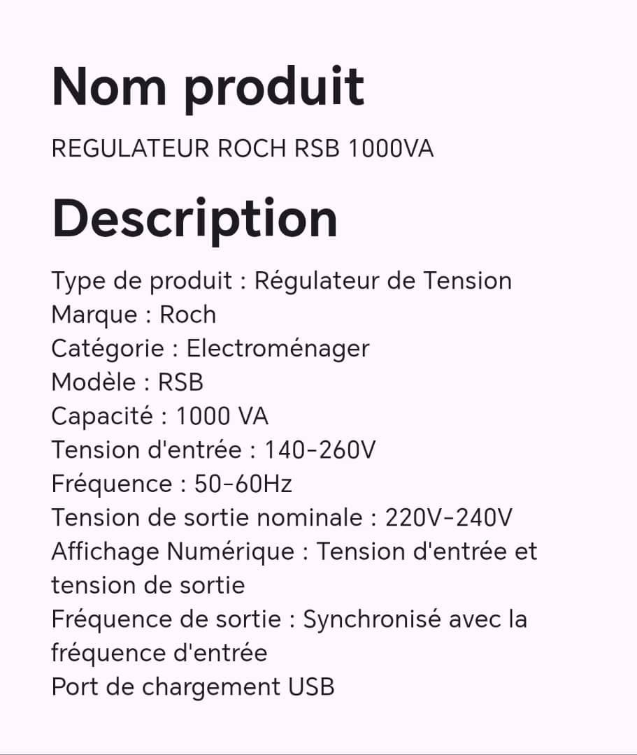 REGULATEUR ROCH RSB 1000VA
