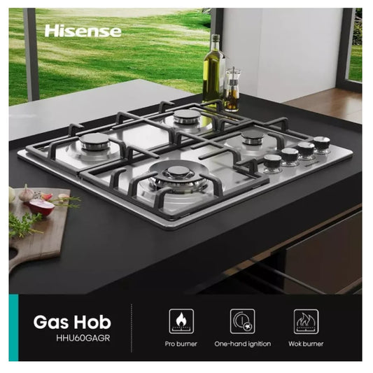PLAQUE HISENSE ENCASTRABLE 4FEUX 60X60 A GAZ INOX HHU60GAGR