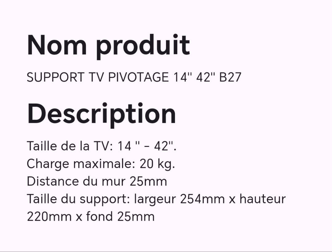 SUPPORT TV PIVOTAGE 14" 42" B27