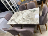 TABLE A MANGER 6PLACES EXTENSIBLE  80X130/80X170 BOIS BLANC MAUVE B50