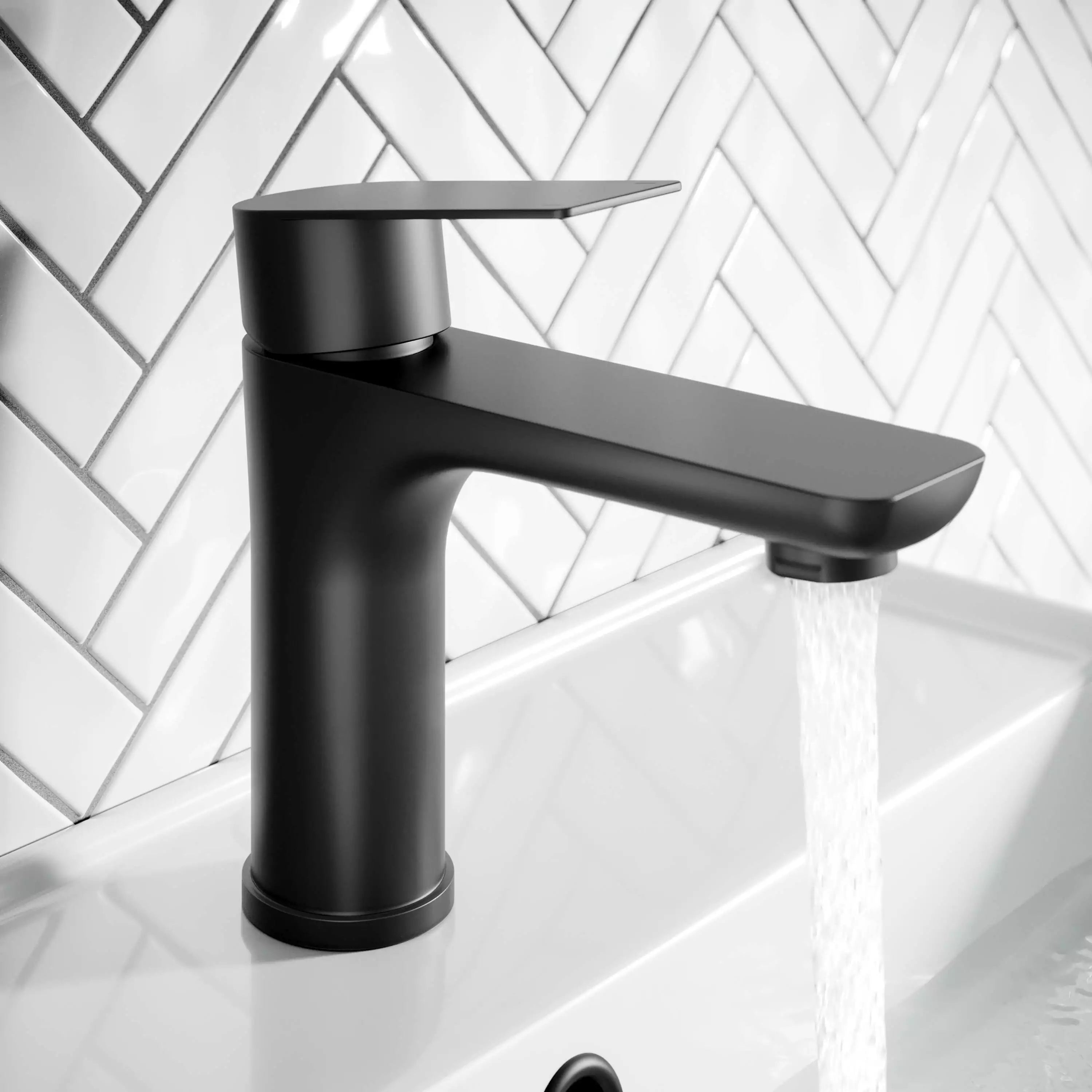 Robinet de lavabo en acier inoxydable - Robinet d'eau chaude et froide - noir
