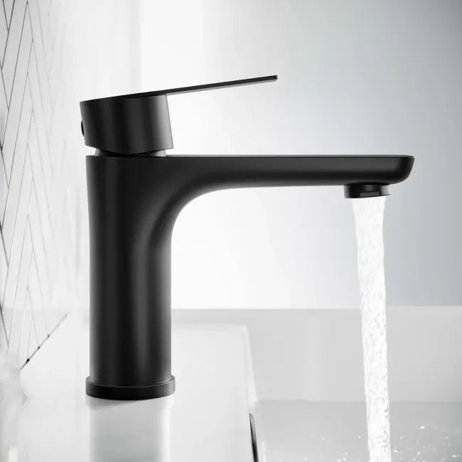 Robinet de lavabo en acier inoxydable - Robinet d'eau chaude et froide - noir